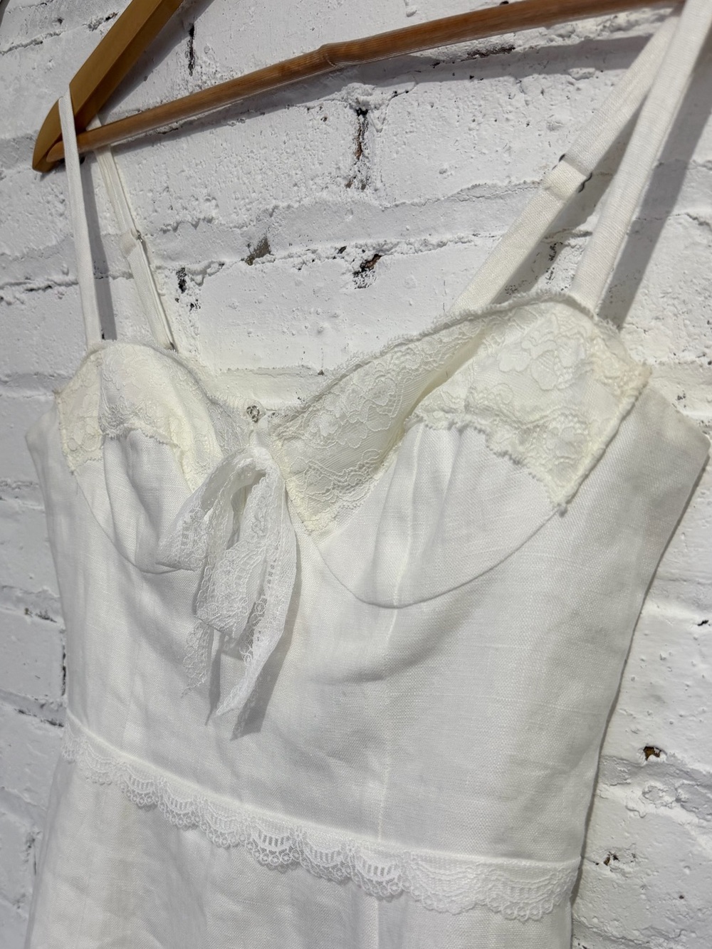 Reformation Arya White Linen Lace Corset Mini Dress Bridal Engagement Size 4 - Picture 9 of 15